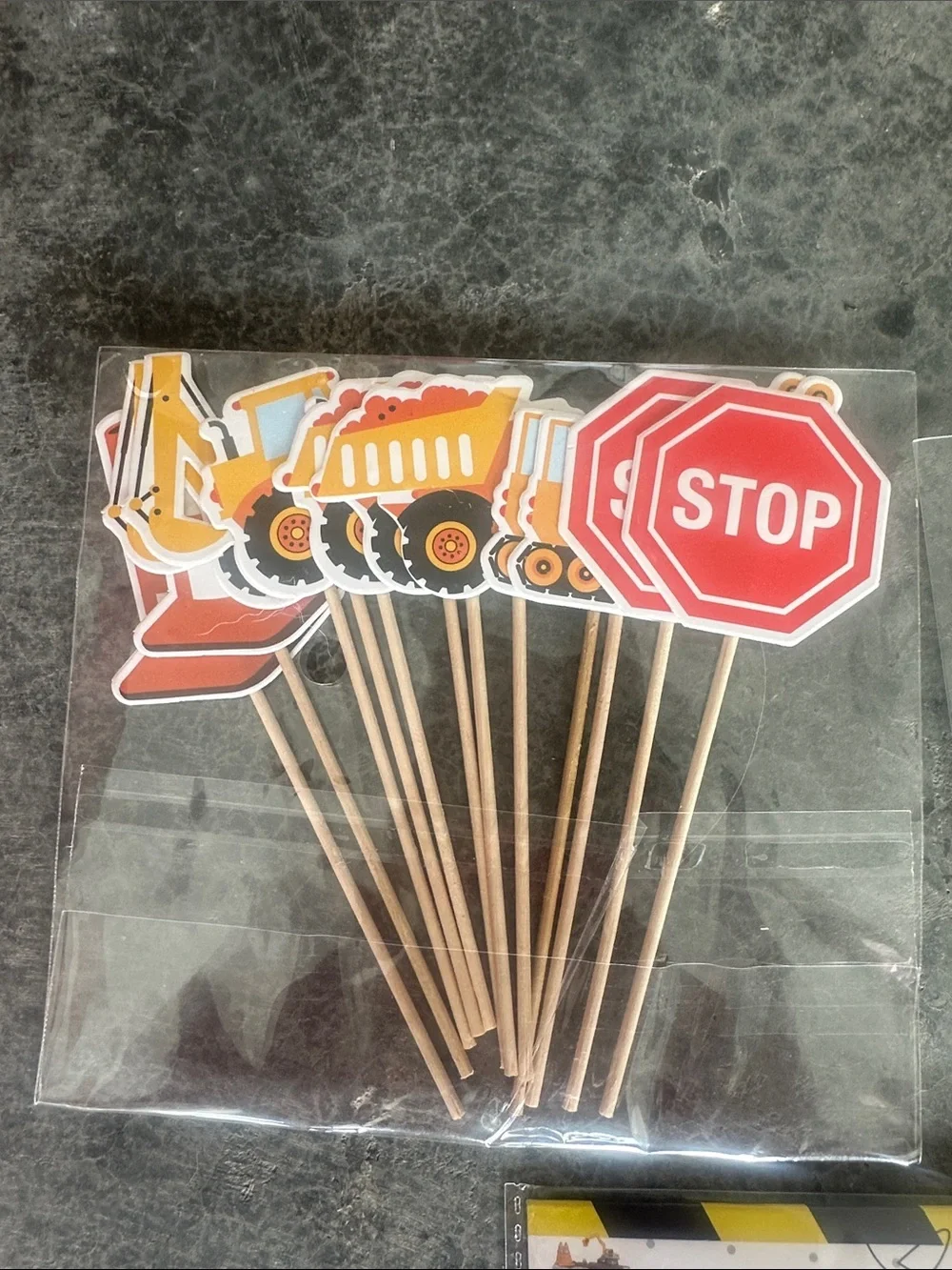 Construction Birthday Banner, Cake topper and cupcake picks or just for decor